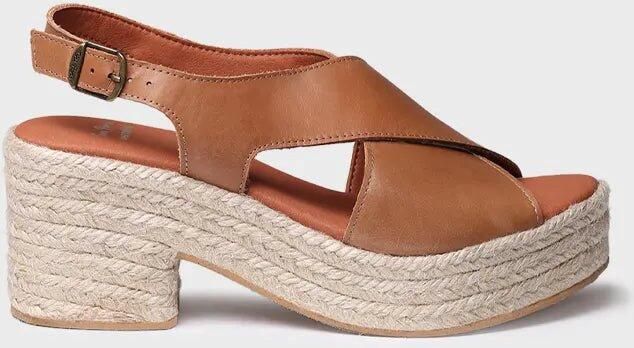 Toni Pons Dames espadrille van leer met brede hak AGATHA