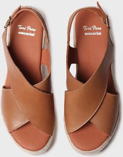 Toni Pons Dames espadrille van leer met brede hak AGATHA