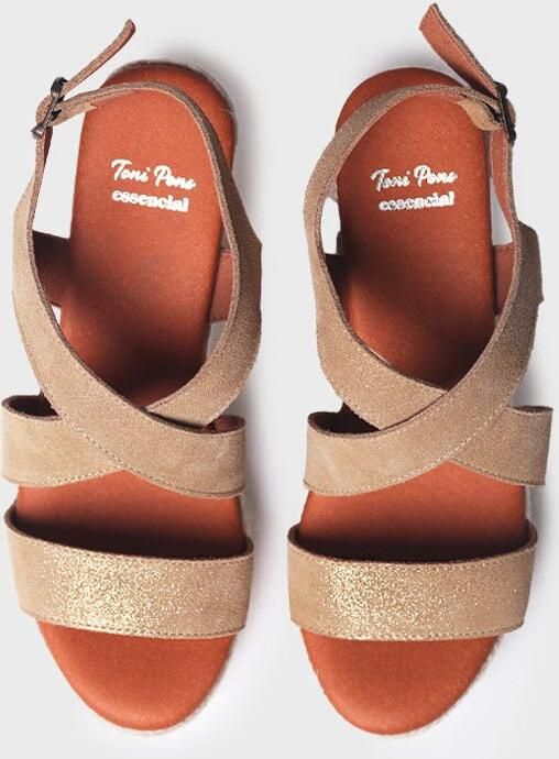 Toni Pons Dames espadrille van leer met brede hak ASTRID