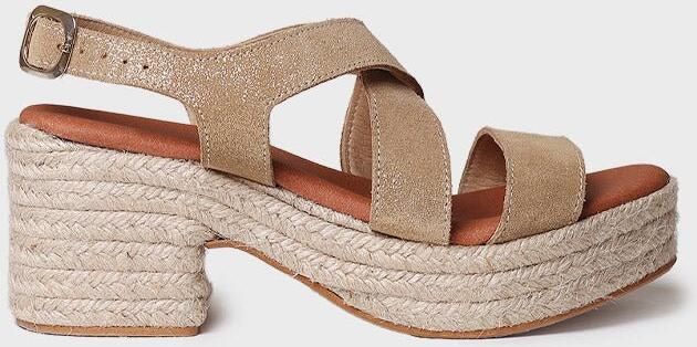 Toni Pons Dames espadrille van leer met brede hak ASTRID