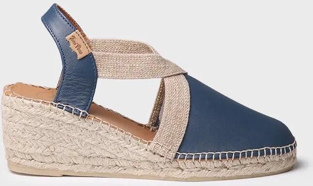 Toni Pons Dames espadrille van leer met een middelhoge sleehak TOSSA