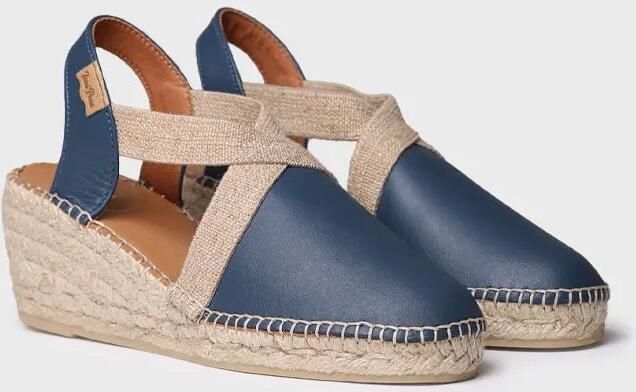 Toni Pons Dames espadrille van leer met een middelhoge sleehak TOSSA