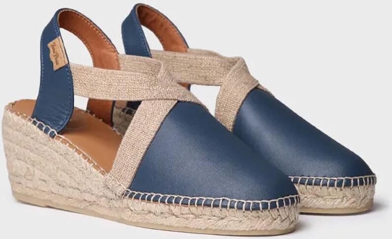 Toni Pons Dames espadrille van leer met een middelhoge sleehak TOSSA