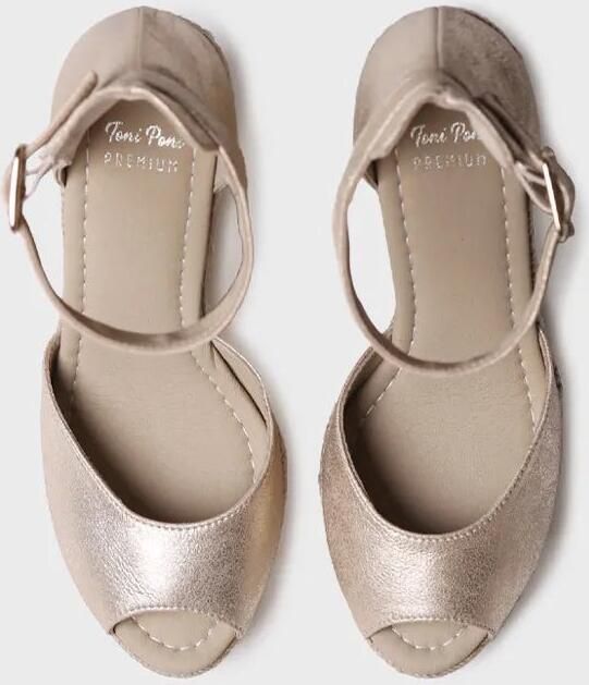 Toni Pons Dames espadrille van leer met hoge hak en sleehak OTILE