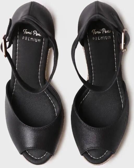 Toni Pons Dames espadrille van leer met hoge hak en sleehak OTILE