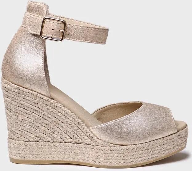 Toni Pons Dames espadrille van leer met hoge hak en sleehak OTILE