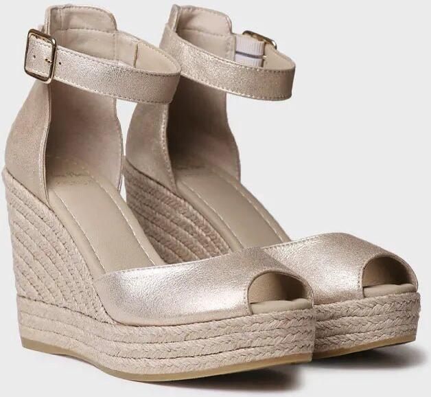 Toni Pons Dames espadrille van leer met hoge hak en sleehak OTILE