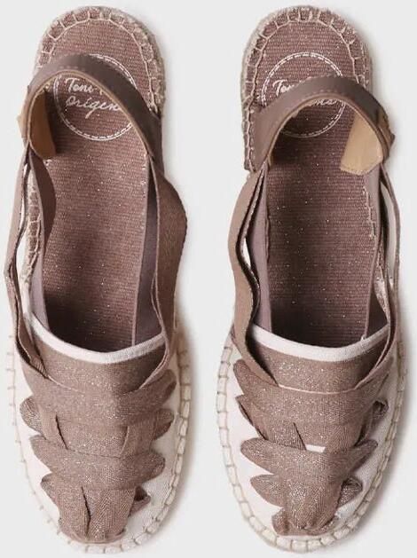 Toni Pons Dames espadrille van ruw katoen met sleehak en linten TRACY-CZ