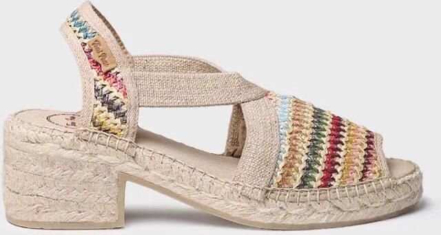 Toni Pons Dames espadrille van veelkleurig raffia met brede hak DELMI-MA