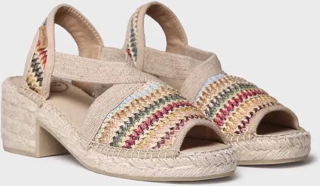 Toni Pons Dames espadrille van veelkleurig raffia met brede hak DELMI-MA