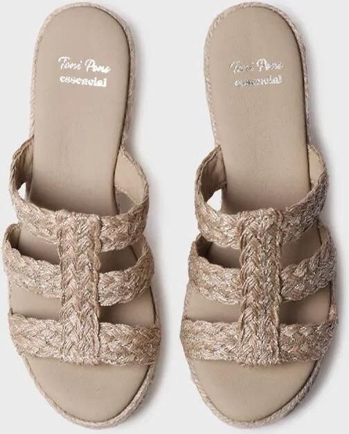 Toni Pons Dames espadrille zonder achterkant van gevlochten jute met sleehak RENI-PH