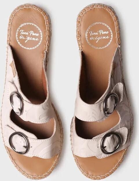 Toni Pons Dames espadrille zonder achterkant van leer met jute sleehak IDOIA