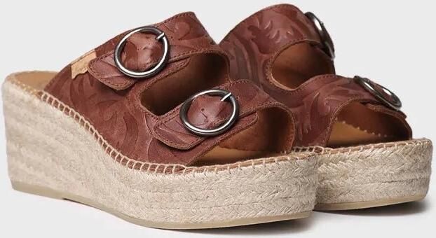 Toni Pons Dames espadrille zonder achterkant van leer met jute sleehak IDOIA