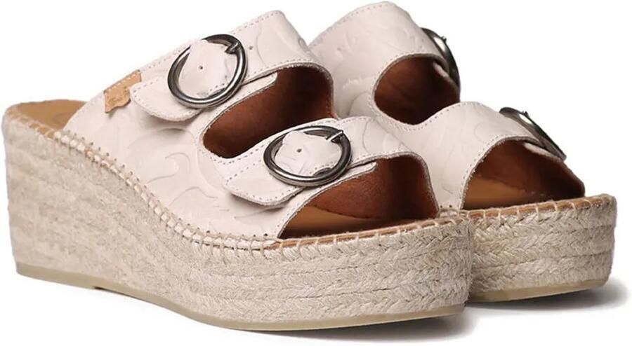 Toni Pons Dames espadrille zonder achterkant van leer met jute sleehak IDOIA