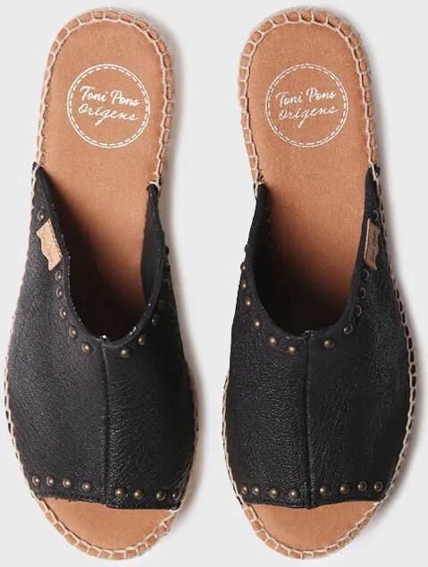 Toni Pons Dames espadrille zonder achterkant van leer met sleehak en studs MODENA