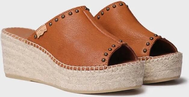 Toni Pons Dames espadrille zonder achterkant van leer met sleehak en studs MODENA