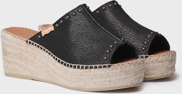 Toni Pons Dames espadrille zonder achterkant van leer met sleehak en studs MODENA