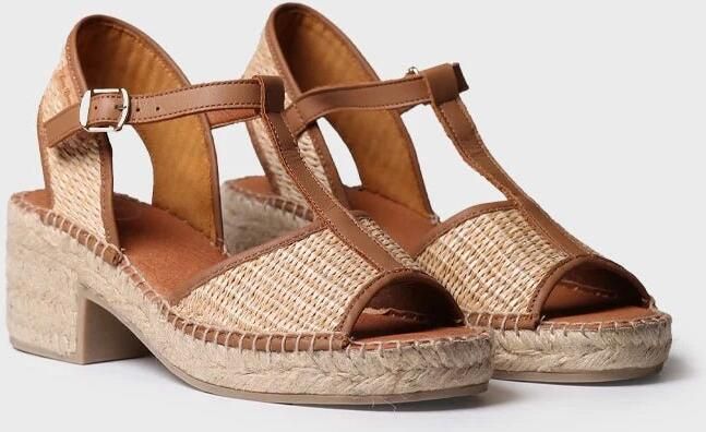 Toni Pons Dames espadrilles met lage hak van raffia en leer DONATA-RP