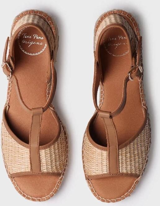 Toni Pons Dames espadrilles met lage hak van raffia en leer DONATA-RP