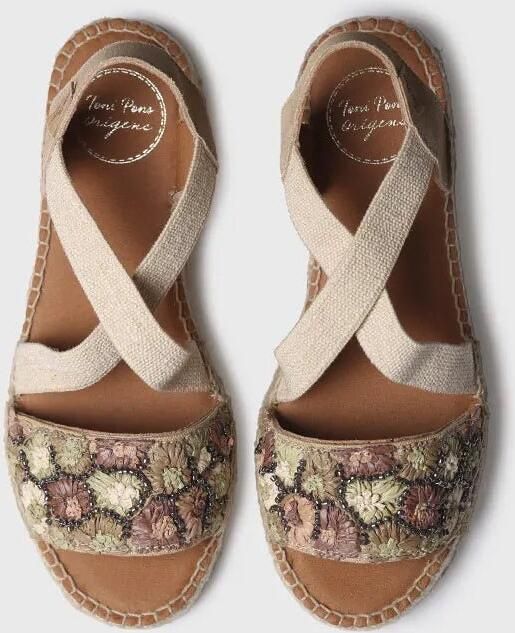 Toni Pons Dames espadrilles met lage sleehak van veelkleurig raffia EIDER-FS