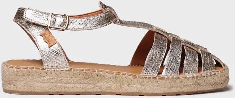 Toni Pons Evian leren espadrilles met dierenprint goud