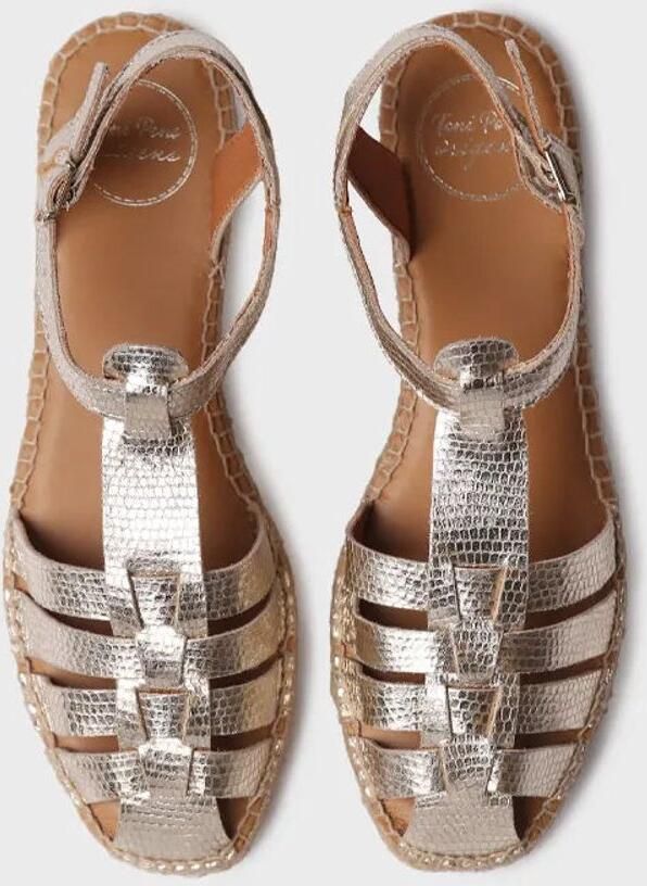 Toni Pons Evian leren espadrilles met dierenprint bruin metallic