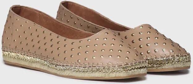 Toni Pons Dames leren espadrille in ballerina-stijl met metallic stippen SHEILA