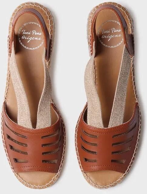 Toni Pons Dames leren espadrille met brede hak en elastiek DIMA