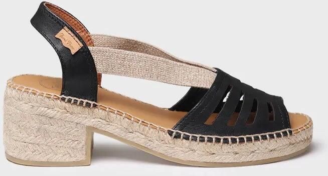 Toni Pons Dames leren espadrille met brede hak en elastiek DIMA