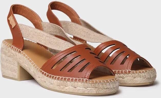 Toni Pons Dames leren espadrille met brede hak en elastiek DIMA