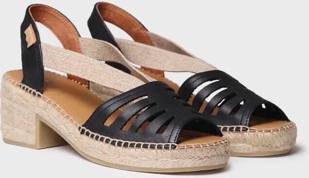 Toni Pons Dames leren espadrille met brede hak en elastiek DIMA