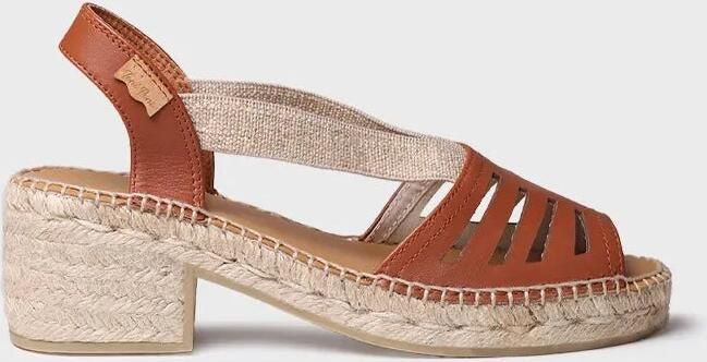 Toni Pons Dames leren espadrille met brede hak en elastiek DIMA