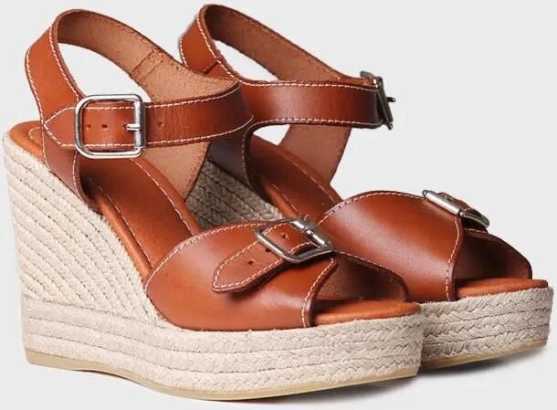 Toni Pons Dames leren espadrille met hoge sleehak OLGA