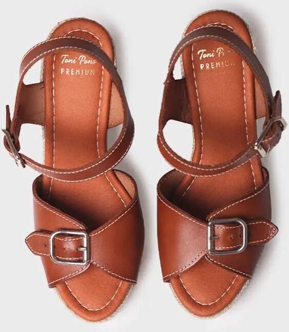 Toni Pons Dames leren espadrille met hoge sleehak OLGA