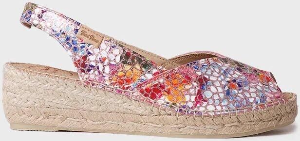 Toni Pons Dames leren espadrille met open neus en sleehak BERNAIA-PM