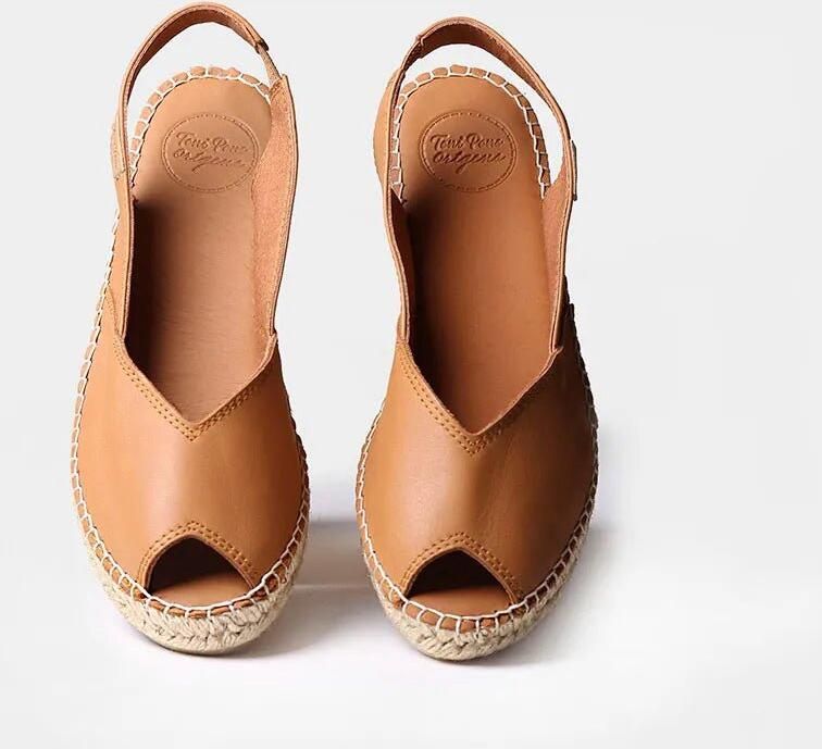 Toni Pons Dames leren espadrille met open neus en sleehak BERNIA-P