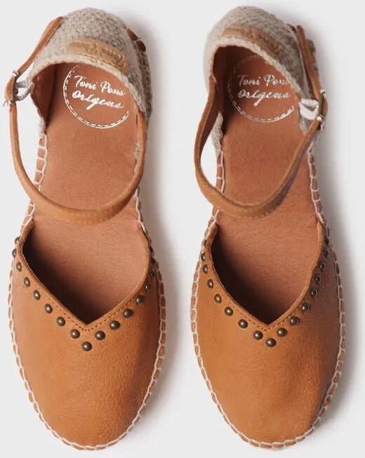 Toni Pons Dames leren espadrille met sleehak en studs MANILA