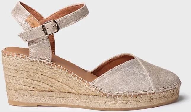 Toni Pons Dames leren espadrille met sleehak in champagnekleur BIANCA-AS