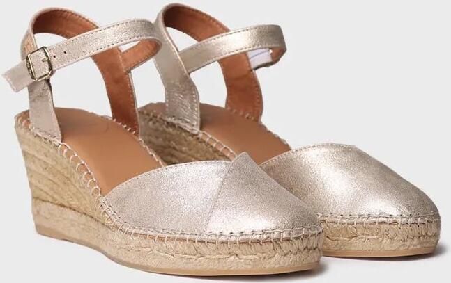 Toni Pons Dames leren espadrille met sleehak in champagnekleur BIANCA-AS