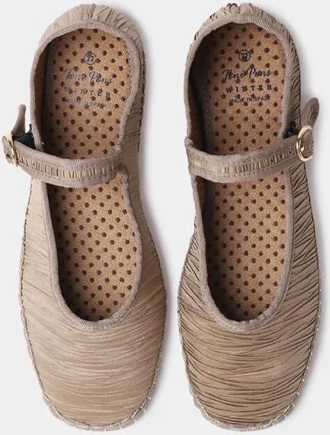 Toni Pons Dames Mary Janes van geplooid materiaal met een platte zool CAROLINA