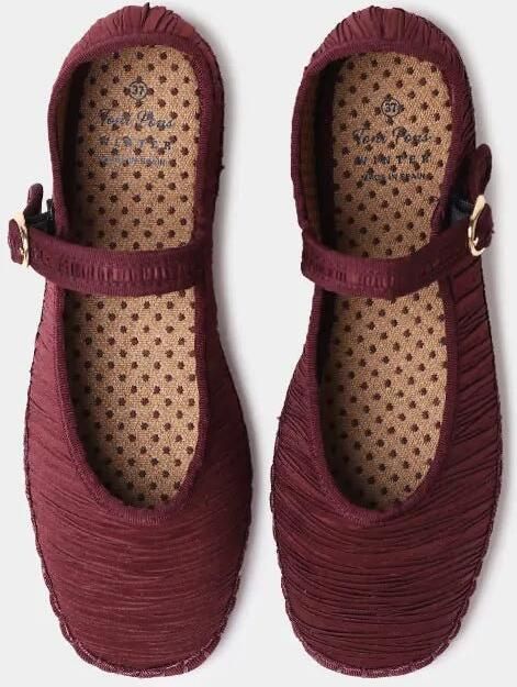 Toni Pons Dames Mary Janes van geplooid materiaal met een platte zool CAROLINA