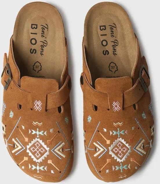 Toni Pons Damesklomp van geborduurd suède GEMINA-BQ