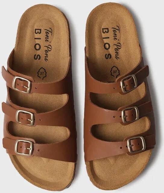 Toni Pons Damessandaal van biologisch leer met gespen GIEN-VQ