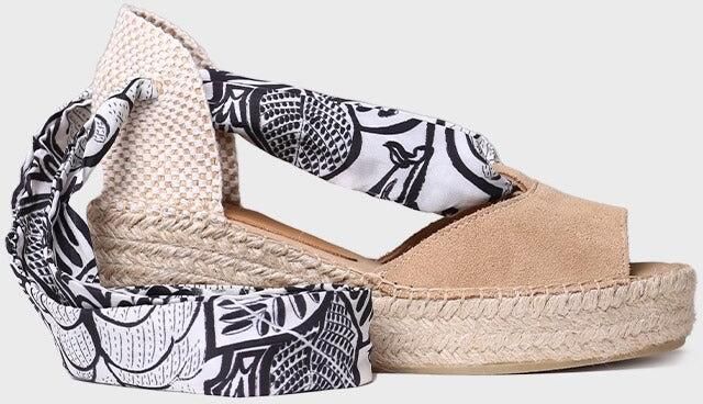 Toni Pons Espadrille met sleehak en bedrukte linten voor dames IRMA