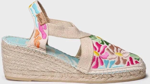 Toni Pons Espadrille met sleehak voor dames en veelkleurig borduurwerk MONTJOI