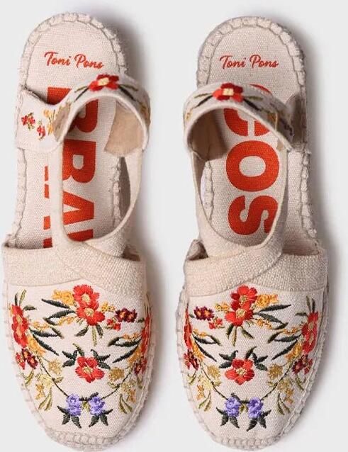 Toni Pons Espadrille met sleehak voor dames en veelkleurig borduurwerk MONTJOI