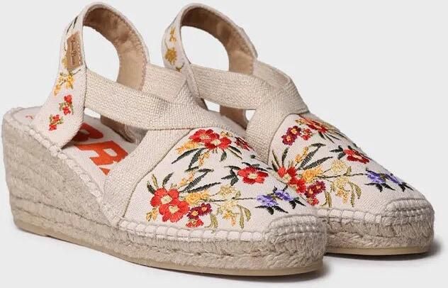 Toni Pons Espadrille met sleehak voor dames en veelkleurig borduurwerk MONTJOI