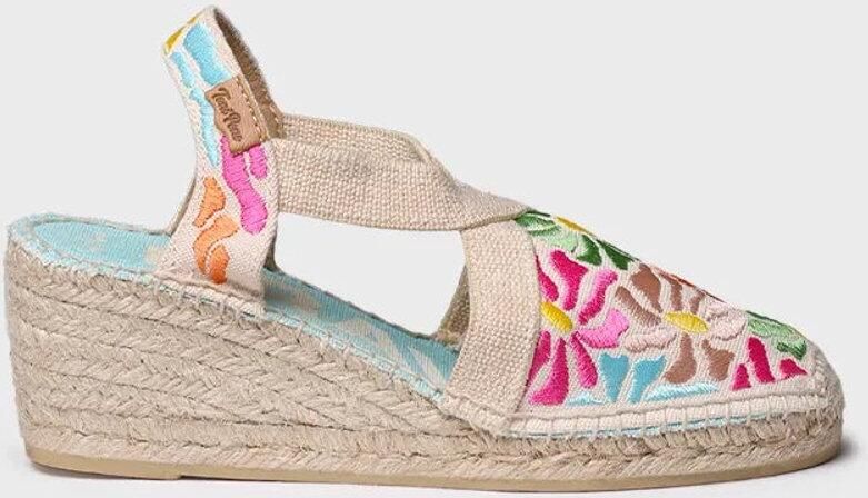 Toni Pons Espadrille met sleehak voor dames en veelkleurig borduurwerk MONTJOI