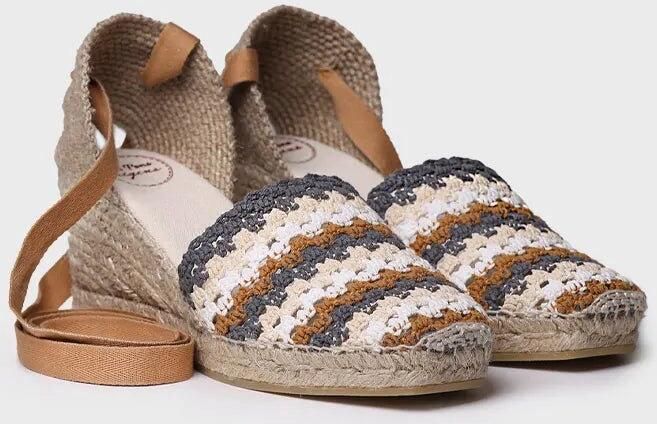 Toni Pons Espadrille met sleehak voor dames in veelkleurig gehaakt patroon GEORGINA