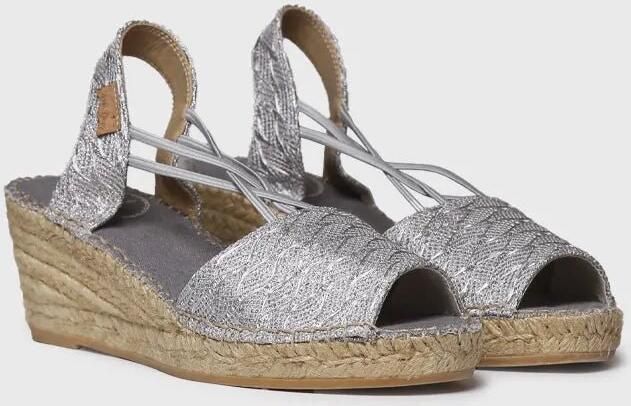 Toni Pons Espadrille met sleehak voor dames van glanzende gevlochten stof TESS-CG